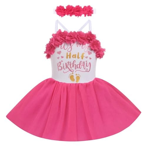 Baby Girl 6-Month Birthday Party Dress with Flower Headband - Summer Outfit