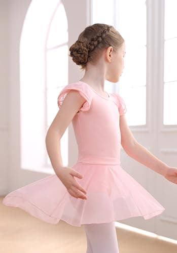 Mecceos Girls' Ballet Leotards - Short/Long Sleeve Skirts