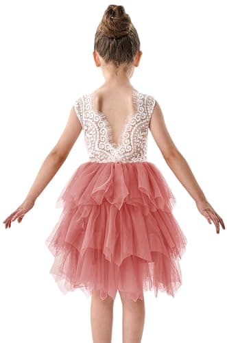 2Bunnies Girl Peony Lace Back Tiered Tutu Party Dress