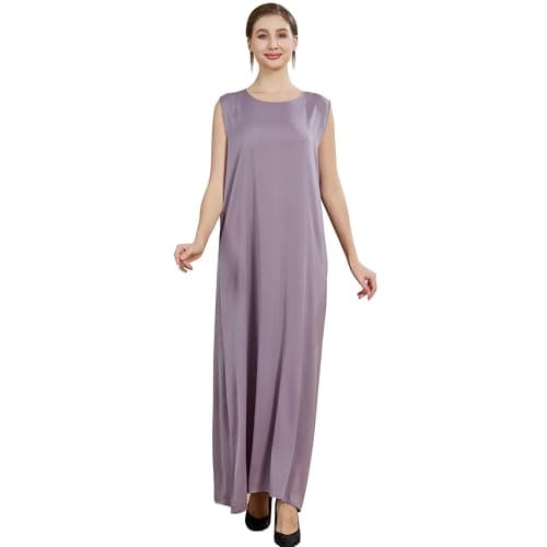Lenmipot Women's Silk Abaya Dress Twin Set Maxi Kaftan Jilbab Eidsrobe