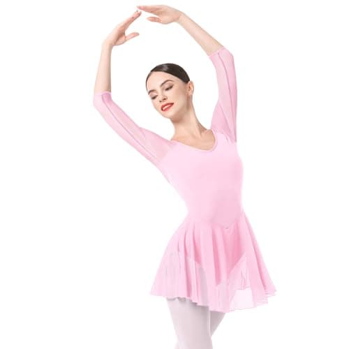 Women's 3/4 Sleeve Ballet Leotard with Skirt - Teens and Adults