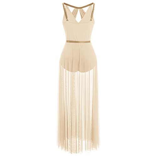 AFAVOM Women's Lyrical Dance Dress with Sequin Leotard & Wrap Skirt