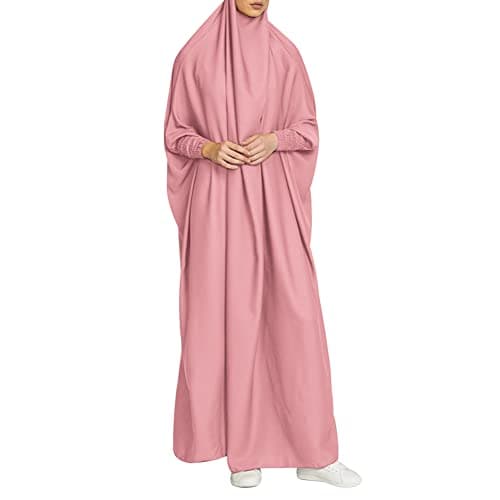 Simple Muslim Women's Maxi Dress with Hijab