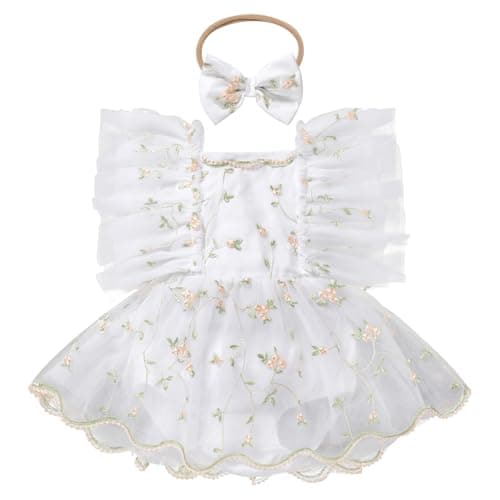 ODASDO Baby Girl Floral Tulle Tutu Romper Dress for First Birthday Cake Smash