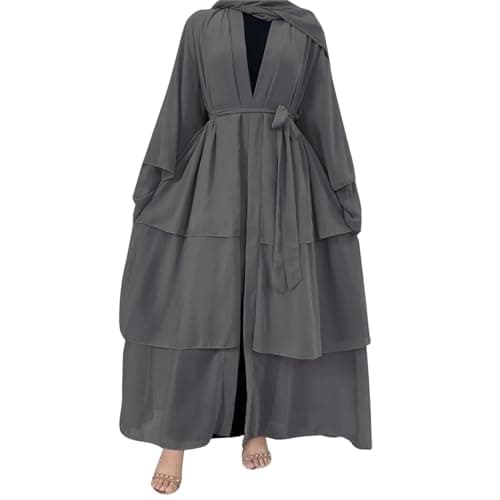 ODIZLI Women's Dubai Style Solid Color Cardigan Robe for Ramadan Modest Fashion