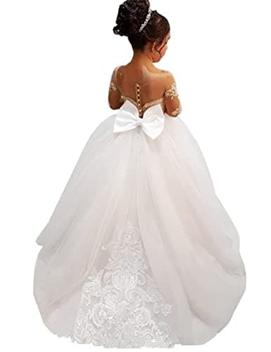 Lovely Lace Flower Girls Dresses for Kids' First Communion, Wedding, Pageant and Ball Gown