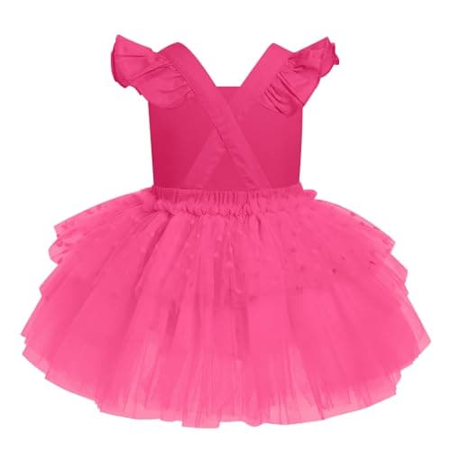 ODASDO Baby Girl First Birthday Cake Smash Tutu Romper with Tiara Headband