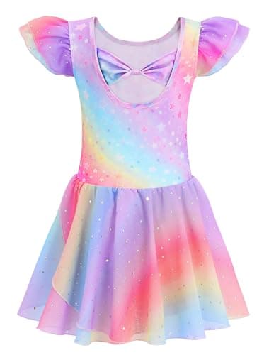 Mecceos Girls' Ballet Leotards - Short/Long Sleeve Skirts