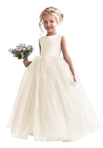 MCieloLuna Flower Girl Satin Tulle Wedding & Communion Dresses