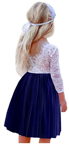 2Bunnies Girl's Rose Lace Back A-Line Tutu Party Dress