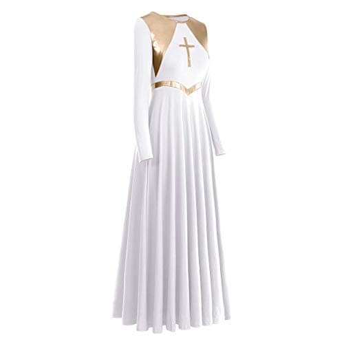 IBAKOM Women's Liturgical Praise Dance Dress Loose Fit Long Sleeve