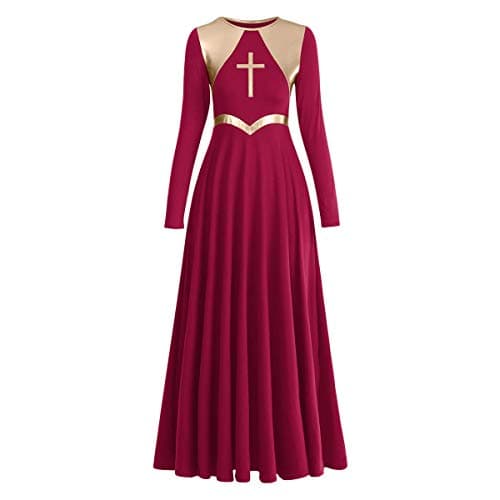 IBAKOM Women's Liturgical Praise Dance Dress Loose Fit Long Sleeve