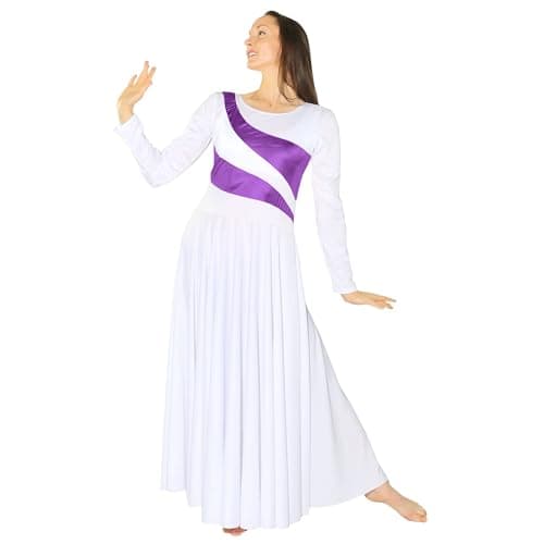 Danzcue Womens Metallic Bicolor Full Length Worship Dance Dress