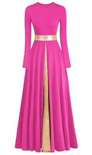 ELLYDOOR Women's Praise Dance Metallic Waistband Long Swing Robe