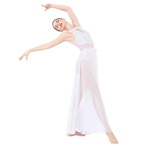 IBAKOM Women's Lyrical Dance Two Piece Sleeveless Leotard and Skirt