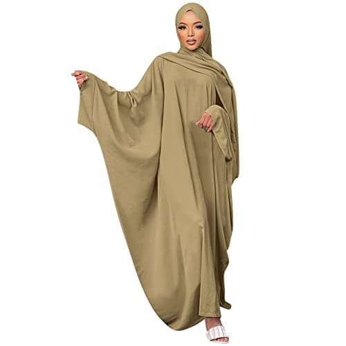 OBEEII Women's Islamic Abaya Dress with Hijab - Full Cover Maxi Robe