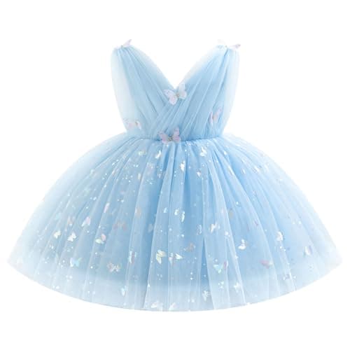 IDOPIP Shiny Butterfly Tutu Dress for Toddler Girls Birthday Parties