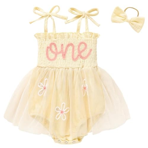 TITKKOP Baby Girl 1st Birthday Tulle Romper Sleeveless Bodysuit Cake Smash Outfits