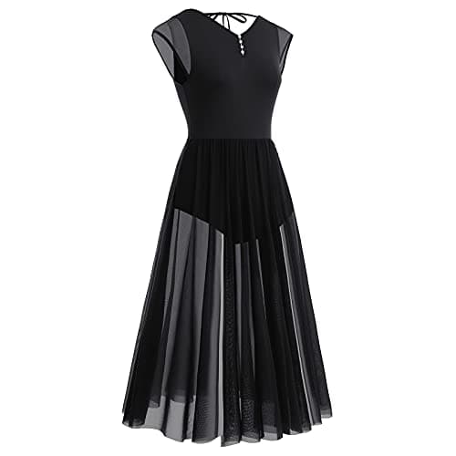 ODASDO Women's Modern Contemporary Dance Costumed Maxi Split Mesh Dress