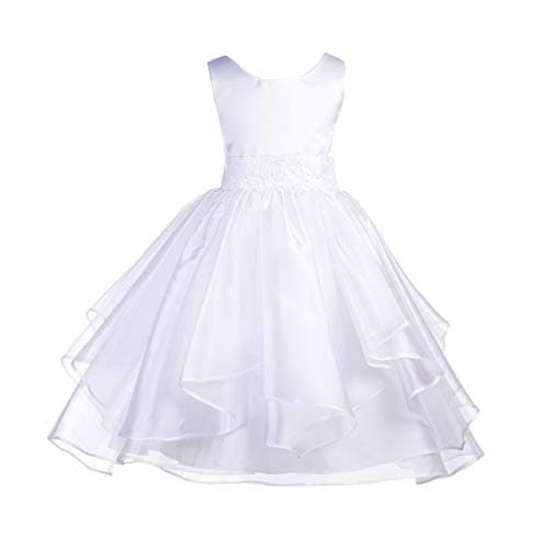 ekidsbridal Asymmetric Ruffled Organza Sequin Flower Girl Dress