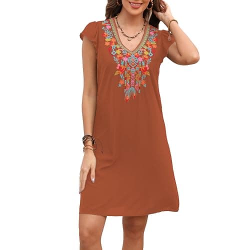Slim Fit Women's Mexican Embroidered Fiesta Dress