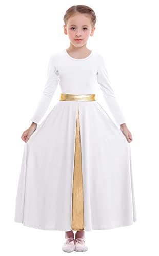 Z&X Girls Liturgical Dance Dress Wide Swing Skirt Long Sleeve Worshiprobe