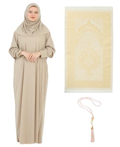 Prien Women's Hijab Rug Tasbih Islamic Prayer Dress for Eid Ramadan