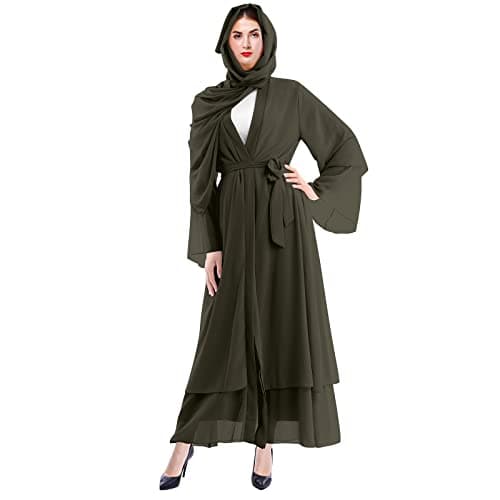 OBEEII Women Muslim Chiffon Maxi Dress