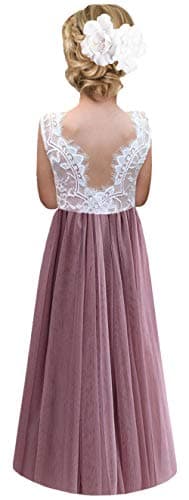 2Bunnies Girl's Rose Lace Back A-Line Tutu Party Dress