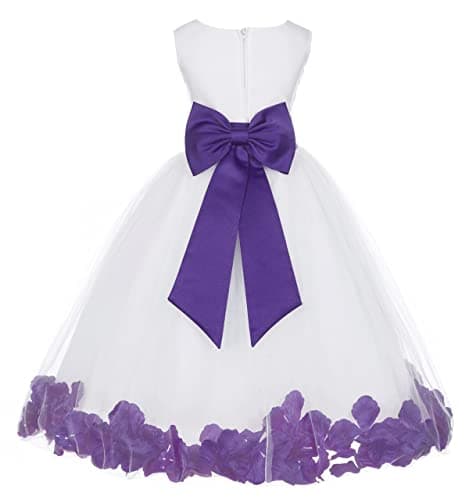Ekid's Bridal Ivory Tulle Floral Petals Toddler Girl Dress 302T