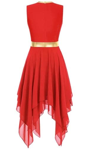 ELLYDOOR Gold Color Block Sleeveless Flowy Skirt Dance Tunic Costumes