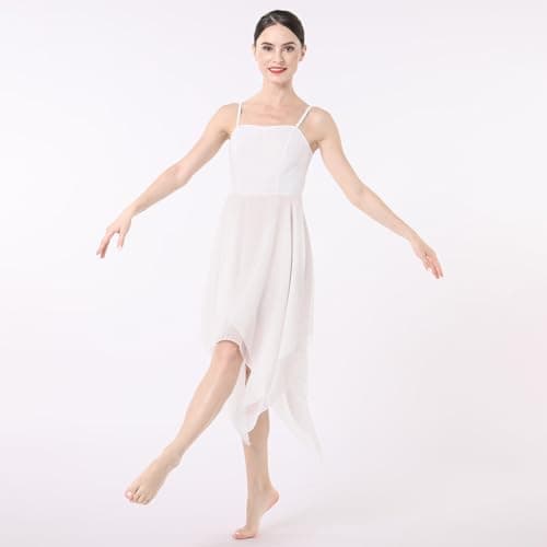 Lyrical Dance Costume for Women: Spaghetti Strap Chiffon Flowy Dress