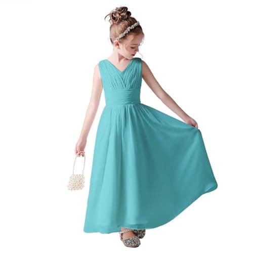Little Girls Formal Party Dress - Long Chiffon Flower Girl Wedding Bridesmaid Dress
