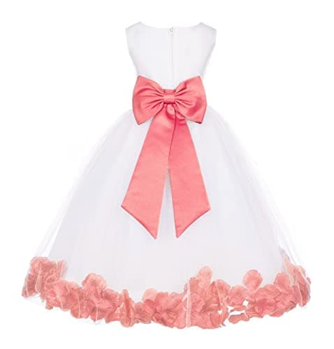 Ekid's Bridal Ivory Tulle Floral Petals Toddler Girl Dress 302T
