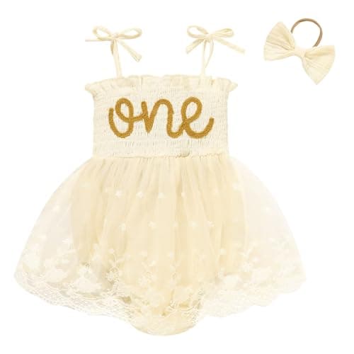 TITKKOP Baby Girl 1st Birthday Tulle Romper Sleeveless Bodysuit Cake Smash Outfits