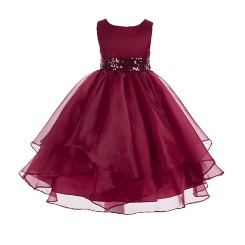 ekidsbridal Asymmetric Ruffled Organza Sequin Flower Girl Dress