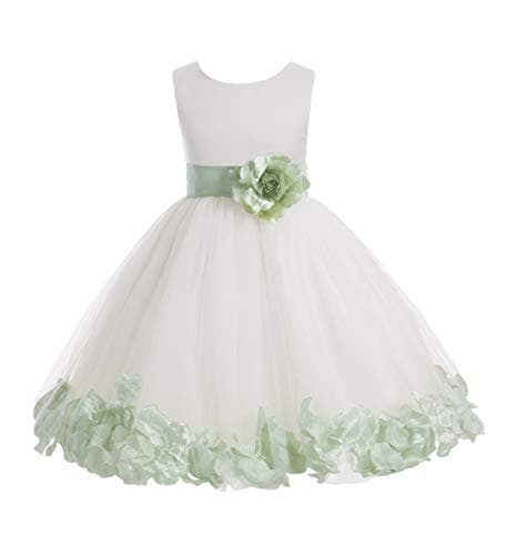 Ekid's Bridal Ivory Tulle Floral Petals Toddler Girl Dress 302T
