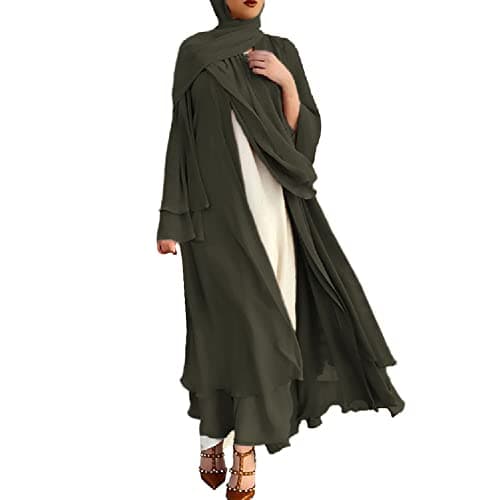 OBEEII Women Muslim Chiffon Maxi Dress
