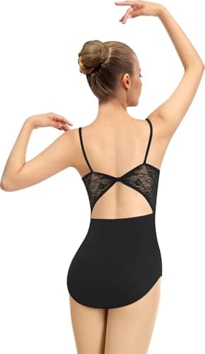 WYHDY Women's Ballet Leotard for Dance, Round Neck, Lace Bow Back