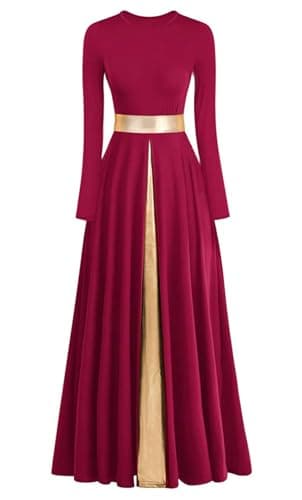 ELLYDOOR Women's Praise Dance Metallic Waistband Long Swing Robe