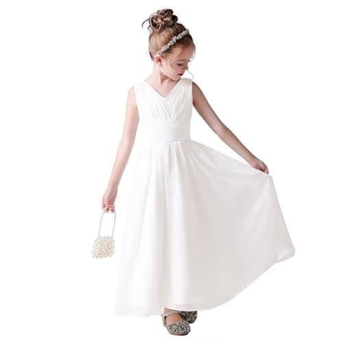 Little Girls Formal Party Dress - Long Chiffon Flower Girl Wedding Bridesmaid Dress