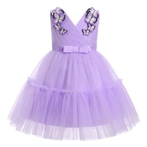 ODASDO V-Neck Sleeveless Tulle Tutu Dress for Flower Girls and Kids Special Occasion Party