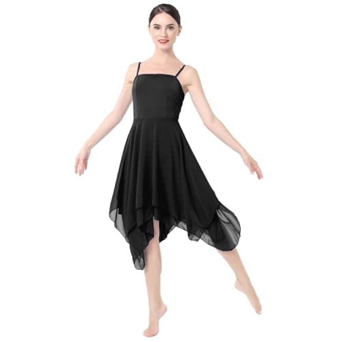ODASDO Women's Modern Lyrical Dance Spaghetti Strap Chiffon Dress