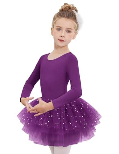 Zaclotre Girls 4-Layer Tiered Long Sleeve Dance Tutu Dresses