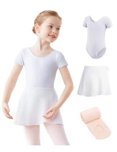 Daydance Girls' 3-in-1 Dance Set: Lined Spandex Leotards with Removable Skirts and Tights