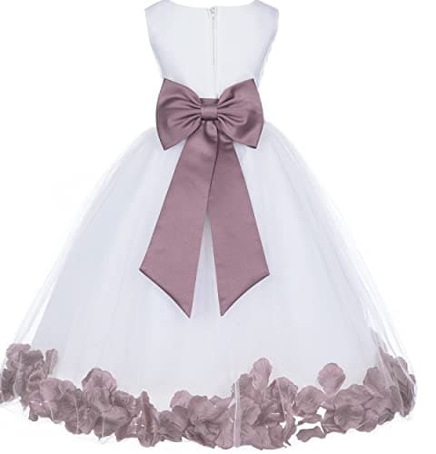Ekid's Bridal Ivory Tulle Floral Petals Toddler Girl Dress 302T