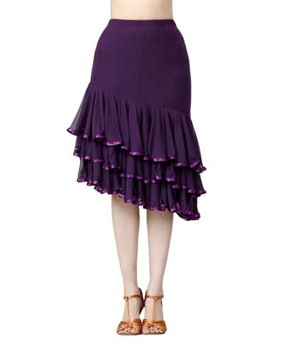 CISMARK Elegant Long Swing Mesh Skirt for Women Latin Dance Party