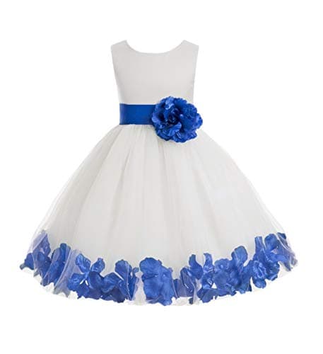 Ekid's Bridal Ivory Tulle Floral Petals Toddler Girl Dress 302T