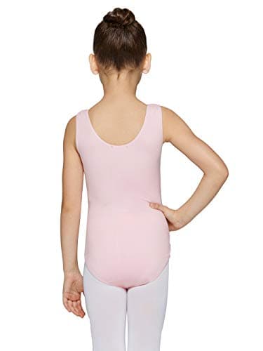 MdnMd Girls' Dance Leotard - Sleeveless Tank Mesh Cross Front