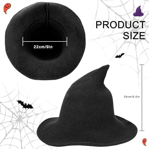 Edoneery Women's Wide Brim Foldable Halloween Witch Hat